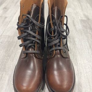 Frye Dark Brown Leather Boots with Black Laces 11M